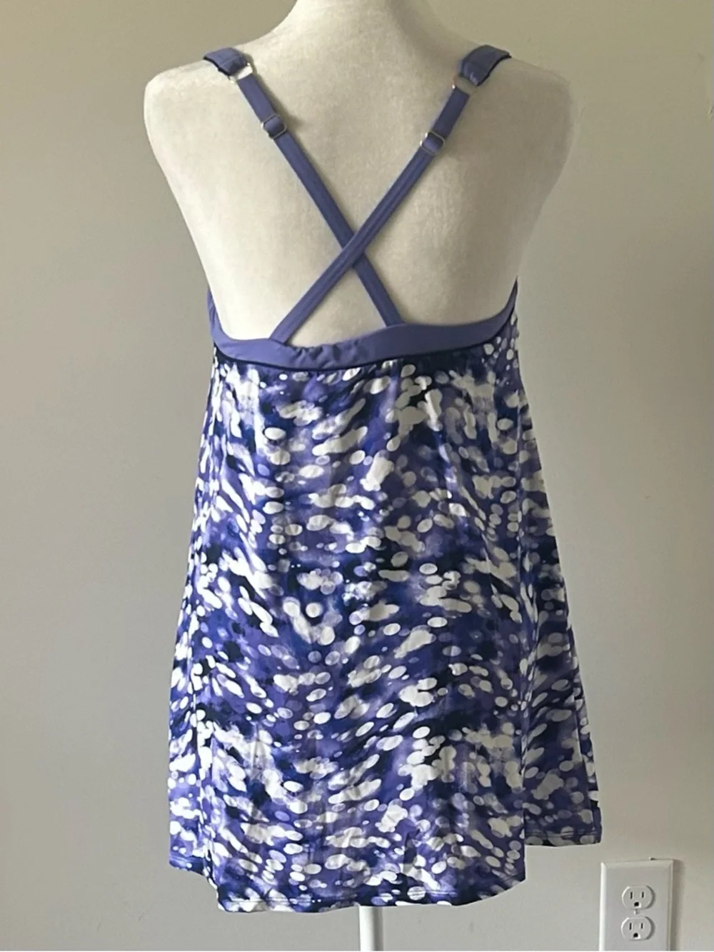 New Lands' End Regular High Neck Swim Dress Brush Tie Dye size 6